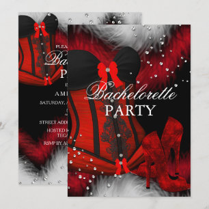 Rote Absätze Feder-Spitzen-Korsett Junggesellinnen Einladung