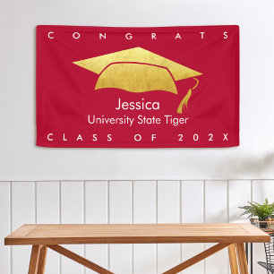 Rote Abschluss-Goldkappe, fett, modern, einfache G Banner