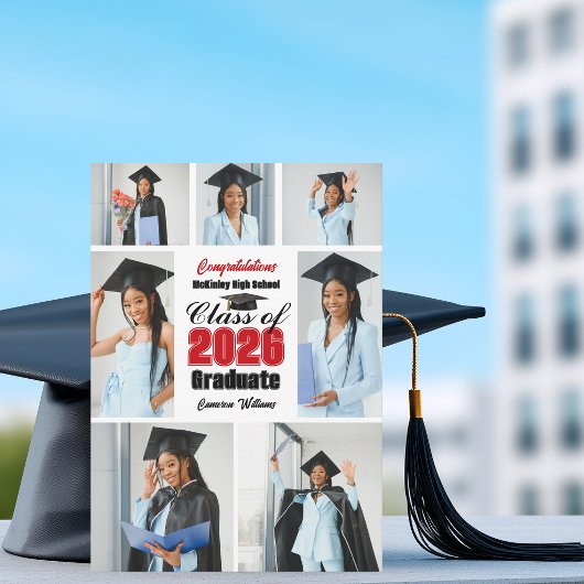 Rote Abschlusscollage der Klasse 2026 Ankündigung