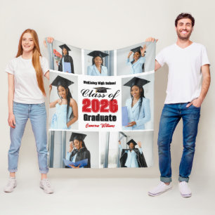 Rote Abschlusscollage der Klasse 2026 Fleecedecke