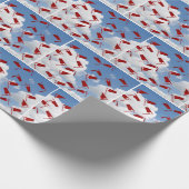 Rote Abschlüsse hüten sich am Himmel Geschenkpapier (Ecke)