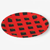 Rote Abschlussfeier-Papierplatten Pappteller (Schrägansicht)
