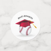 Rote Abschlussmütze auf einem Baseball Konfetti (Klein Vorderseite)