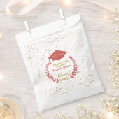 Rote Abschlussmütze und Lorbeer-Abschlussfeier Geschenktütchen (Ausgeschnitten)