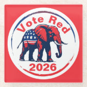 Rote Abstimmung 2026 Glasuntersetzer (Vorderseite)
