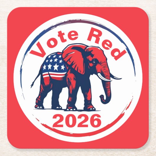 Rote Abstimmung 2026 Rechteckiger Pappuntersetzer (Vorderseite)