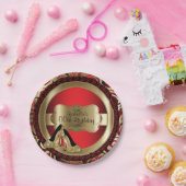 Rote Abstrakte 00. Geburtstag Gold High Heels Pappteller (Party)