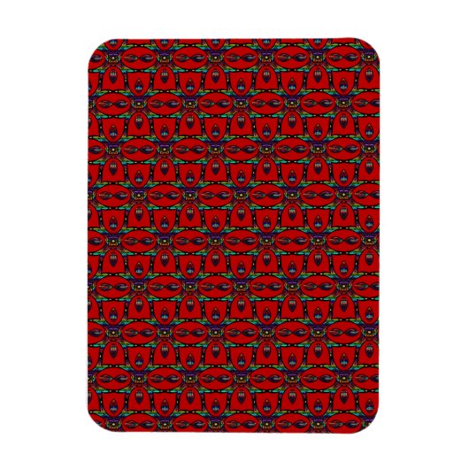 Rote Abstrakte Blume Blumenmuster Magnet (Vertikal)
