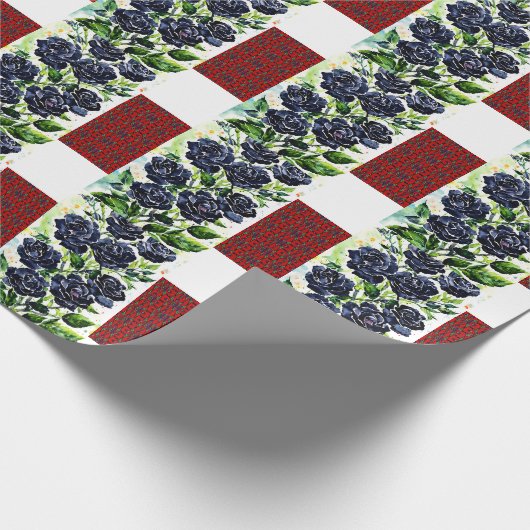 Rote Abstrakte Blume Blumenschwarze Rose Muster Geschenkpapier (Ecke)