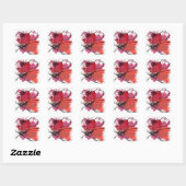 Rote Abstrakte Brush Splash Blume .JPEG Quadratischer Aufkleber (Blatt)