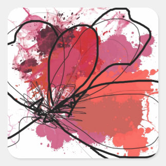 Rote Abstrakte Brush Splash Blume .JPEG Quadratischer Aufkleber