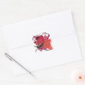 Rote Abstrakte Brush Splash Blume .JPEG Quadratischer Aufkleber (Umschlag)