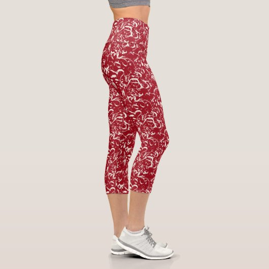 Rote abstrakte Caprihosen Capri Leggings (Rechts)