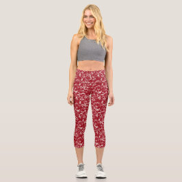 Rote abstrakte Caprihosen Capri Leggings