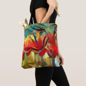 Rote abstrakte gemalte Tulpen, Blumen, Tasche (Von Nahem)