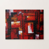 Rote Abstrakte Kunst Original Kreativ Moderne Puzzle (Horizontal)