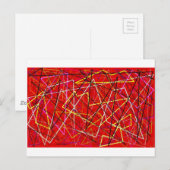 Rote abstrakte Linien Postkarte (Vorne/Hinten)