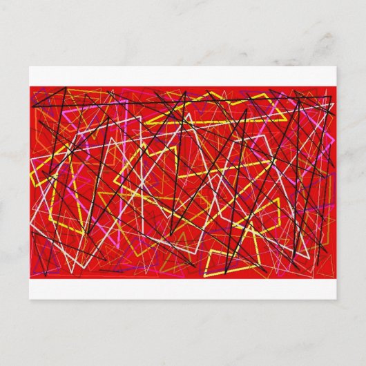Rote abstrakte Linien Postkarte (Vorderseite)