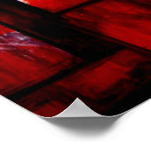 Rote Abstrakte Quadrate Art Print Poster (Ecke)