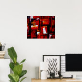 Rote Abstrakte Quadrate Art Print Poster (Heimbüro)