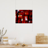 Rote Abstrakte Quadrate Art Print Poster (Küche)