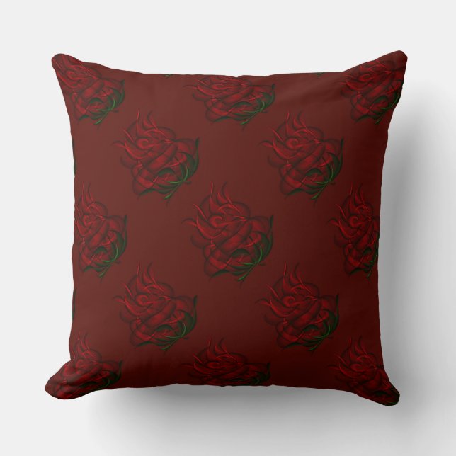 Rote Abstrakte Rote Rosen Kissen (Vorderseite)