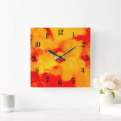 Rote Abstraktion Quadratische Wanduhr (Zuhause)
