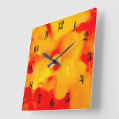 Rote Abstraktion Quadratische Wanduhr (Winkel)