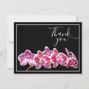 Rote Adern-Orchidee vor schwarzem Hintergrund Dank Postkarte