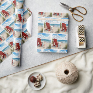 Rote Adirondack-Strandliege mit Flip-Flops Geschenkpapier