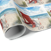 Rote Adirondack-Strandliege mit Flip-Flops Geschenkpapier (Rolleneckpunkt)