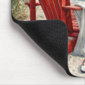 Rote Adirondack-Strandliege mit Flip-Flops Mousepad (Ecke)