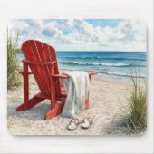 Rote Adirondack-Strandliege mit Flip-Flops Mousepad (Vorne)