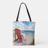 Rote Adirondack-Strandliege mit Flip-Flops Tasche (Rückseite)