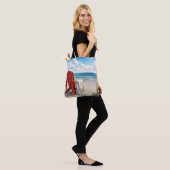 Rote Adirondack-Strandliege mit Flip-Flops Tasche (Am Model)