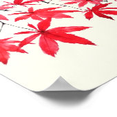 Rote Ahorn-Blätter Aquarellbilder Poster (Ecke)