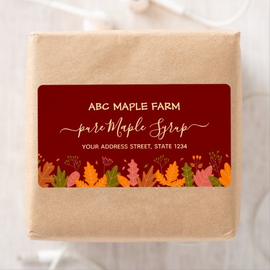 Rote Ahorn-Blätter - Etikett für die Grenz-Ahornsi (Insitu)