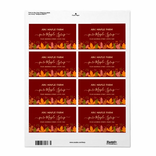 Rote Ahorn-Blätter - Etikett für die Grenz-Ahornsi (Vorne)