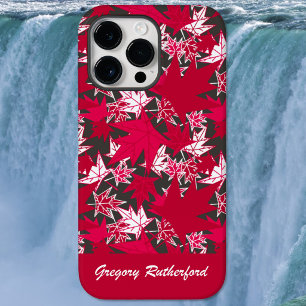 Rote Ahornblätter auf Holzkohle-Handyhülle Case-Mate iPhone 14 Pro Max Hülle