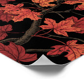 Rote Ahornblätter im Herbst auf Schwarz Poster (Ecke)