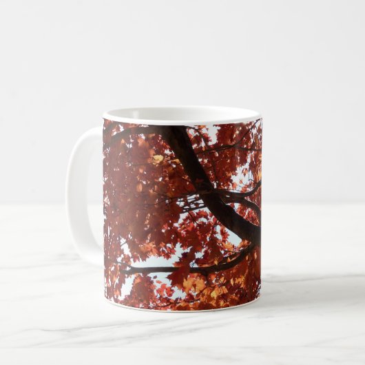 Rote Ahornzweige Herbstfarben Kaffeetasse (Vorderseite Links)