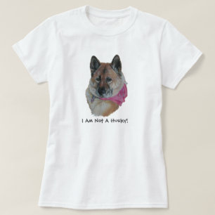 Rote Akita in rosa Schal leicht herzen Huskyslogan T-Shirt