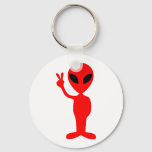 Rote Alien Gesten des Friedenszeichens mit der Han Schlüsselanhänger
