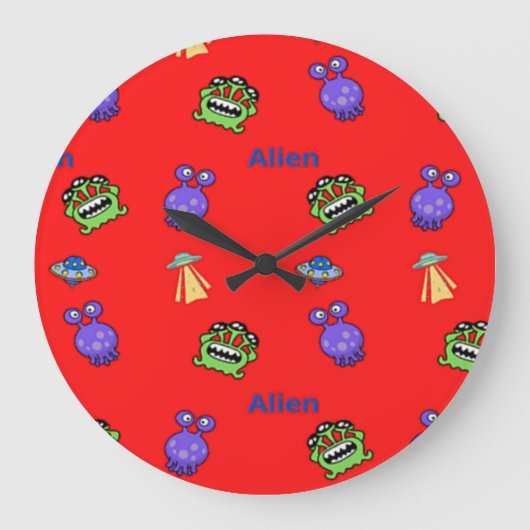 rote Alien Große Wanduhr (Vorderseite)