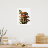 Rote Amanita-Pilze mit Farn Botanik Poster (Küche)