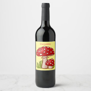 Rote Amanita Pilze Thunder_Cove Weinkennzeichen Weinetikett