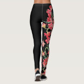 Rote Amarylis Blume mit Blumen ganz über Leggings (Rückseite)