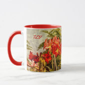 Rote Amaryllis Botanische Kunst - Monogramm-Initia Tasse (Links)