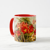 Rote Amaryllis Botanische Kunst - Monogramm-Initia Tasse (Vorderseite Links)