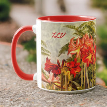 Rote Amaryllis Botanische Kunst - Monogramm-Initia
